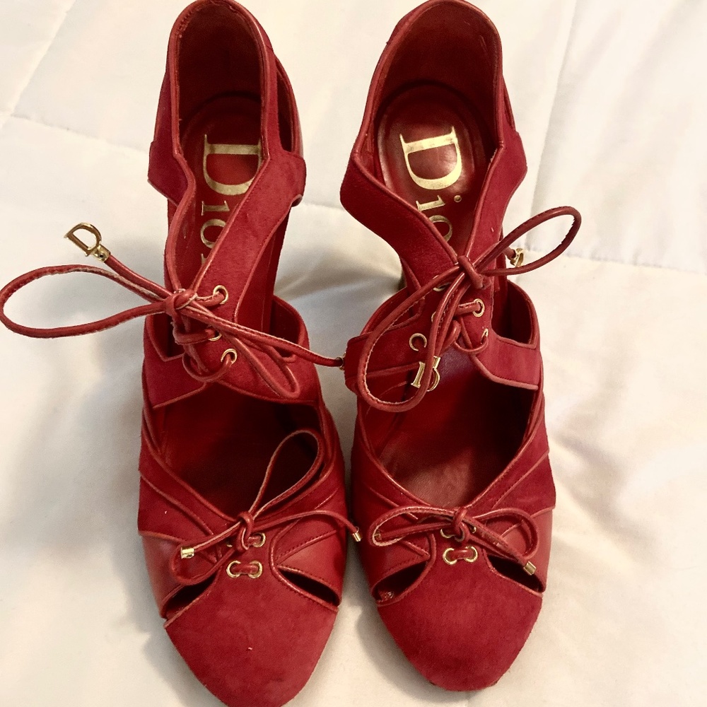 Red + Tortoise Dior Strappy Heels